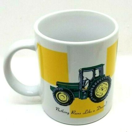 John Deere Tractor Mug Coffee Cup Nothing Rides Like Deere White & Yellow (G27)