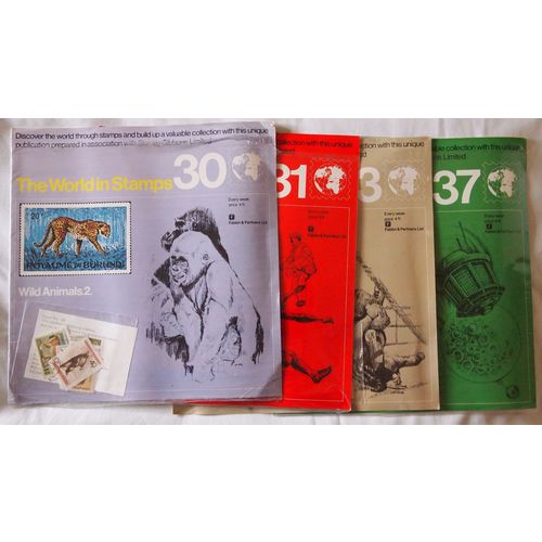 SG The World in Stamps circa 1960s no. s 30 31 33 & 37 with stamp packs wrapped