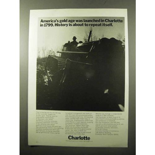 1970 Charlotte North Carolina Ad - America's Gold Age