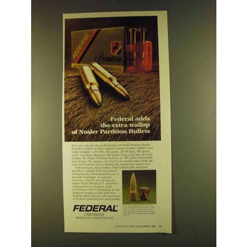 1980 Federal Cartridge Ad - Wallop of Nosler Bullets