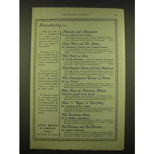1924 little, Brown & Company Ad - Memories and Adventures Sir Arthur Conan Doyle