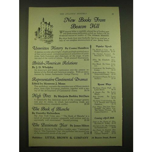 1924 Little, Brown & Company Ad - Cosmo Hamilton Unwritten History