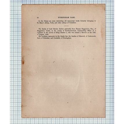 (6202) Everingham Park Market Weighton - c.1880 Article & Print - See condition!