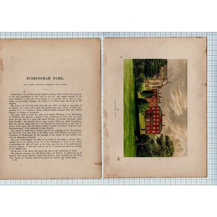 (6202) Everingham Park Market Weighton - c.1880 Article & Print - See condition!