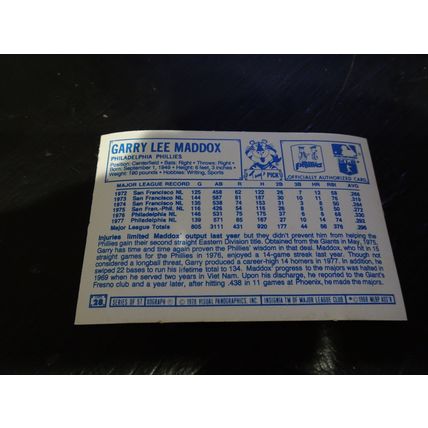 1978 Kellogg's 3-D Super Stars Card # 28 Garry Maddox VG-Ex (4) Phillies