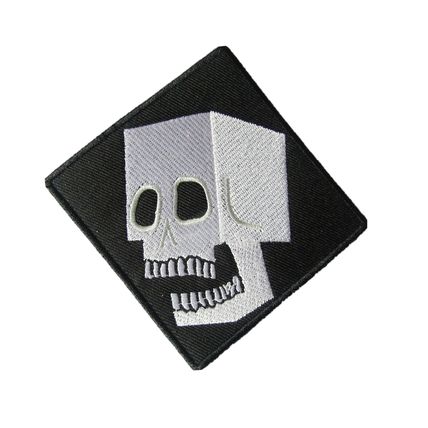 Blockhead Skull Horror Iron On Patch Motif Applique 11 cm x 11 cm Easy Fix P300