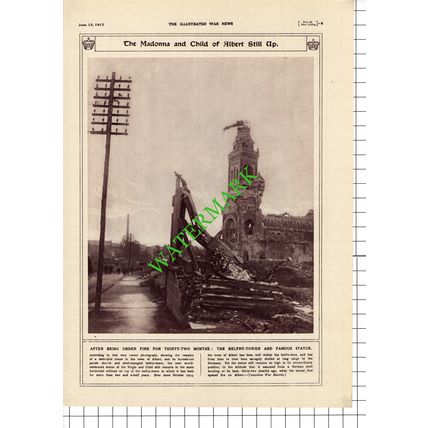 Church Albert Artois France Great War WW1 - 1917 Cutting