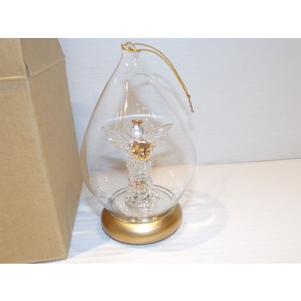 Avon Spun Glass Angel Ornament Very Nice In Box 1999 Gold