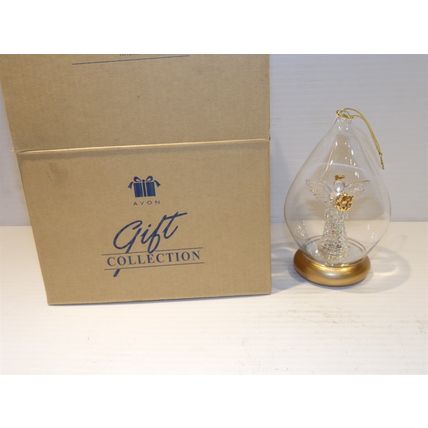 Avon Spun Glass Angel Ornament Very Nice In Box 1999 Gold