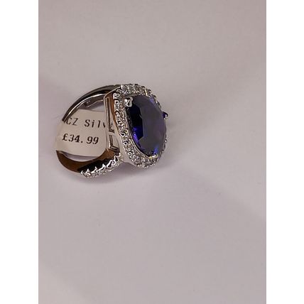 Sterling Silver Zirconia Teardrop Ring Purple or Orange Ret £34.99 New