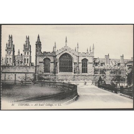 All Souls' College, Oxford, Oxfordshire, c.1910 - Lévy Postcard LL31
