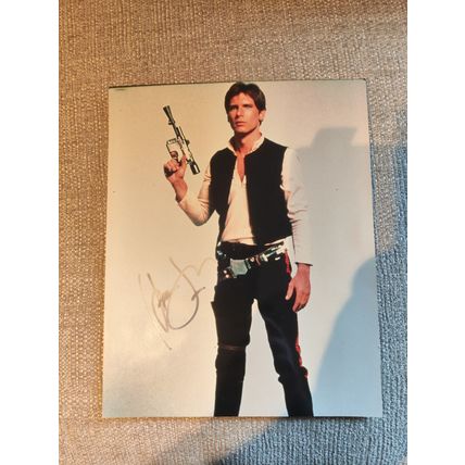 Genuine, Signed, 8"x10", Photo by/of Harrison Ford (Han Solo - Star Wars) + COA