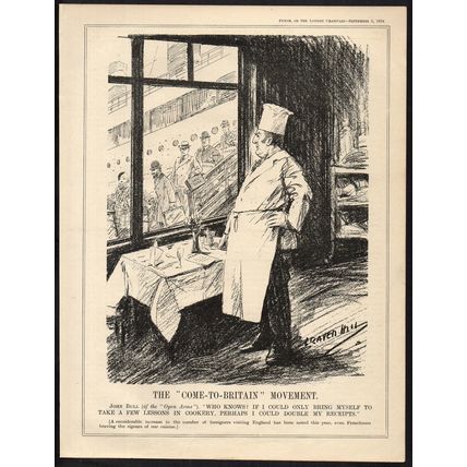 COME-TO-BRITAIN” MOVEMENT 1934 Leonard Raven-Hill PUNCH CARTOON PAGE