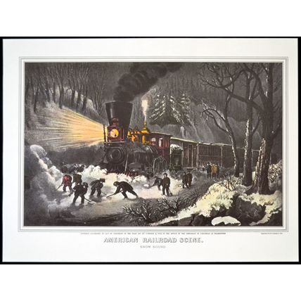 AMERICAN RAILROAD SCENE 1952 Nathaniel Currier - James Merritt Ives PRINT