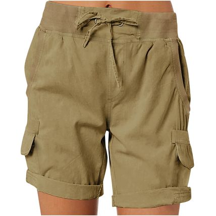 Womens High Waist Cargo Shorts Ladies Casual Loose Cotton Summer Pants Shorts