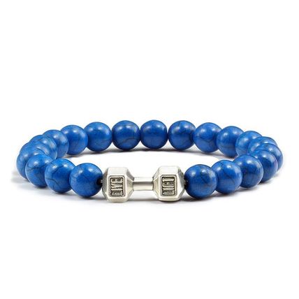 Turquoise Energy Barbell Bracelet – Unisex Gun Black Electroplated Alloy