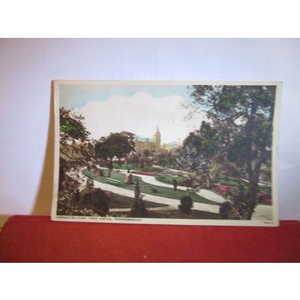 HARROGATE from CASTLE, KNARESBOROUGH, YORKSHIRE vintage used postcard 1950 pm =
