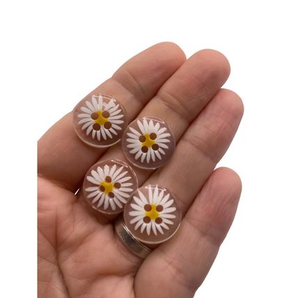 Transparent Clear Daisy Flower 4 Hole Sewing Knitting Buttons 20mm To 11.5mm