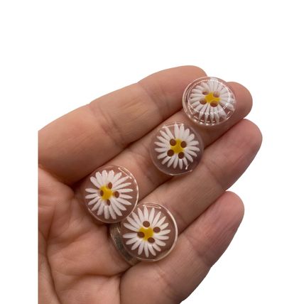 Transparent Clear Daisy Flower 4 Hole Sewing Knitting Buttons 20mm To 11.5mm