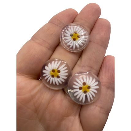 Transparent Clear Daisy Flower 4 Hole Sewing Knitting Buttons 20mm To 11.5mm