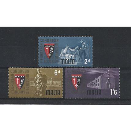 Malta.First European Catholic Doctors' Congress set of 3.Mounted Mint.Apr25a