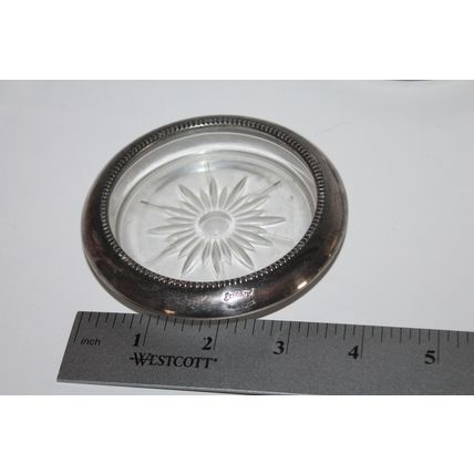 VTG MCM Decor Coasters Set of 4 Leonard Silver Plated Glass Starburst Italy