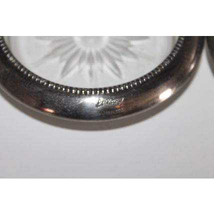 VTG MCM Decor Coasters Set of 4 Leonard Silver Plated Glass Starburst Italy
