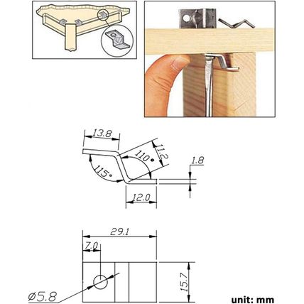 Table Top Fasteners, Z Clips for Table Tops 20 Packs (Black)