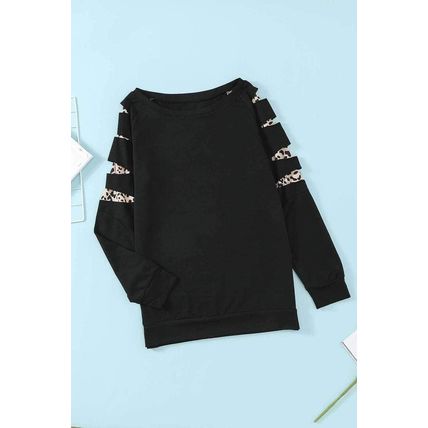 Leopard Insert Black Sweatshirt