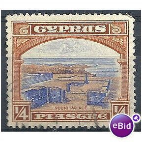 Cyprus 1934 SG133 1/4 Piastres Ultramarine & Orange-Brown Fine Used.