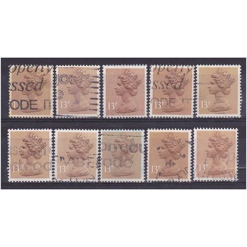 BULK STOCK.13p Pale Chestnut x 10.Type Unchecked.Fine Used.nb12d