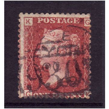 GREAT BRITAIN 1858-79 QV SG44 1d RED BROWN PLATE 111 LETTERED GK USED