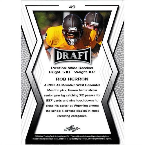 2014 Leaf Draft 49 Rob Herron Tampa Bay Buccaneers