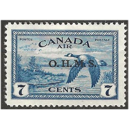 Canada 1949 O171 7c Blue AIR OHMS Official Mounted Mint . .. .