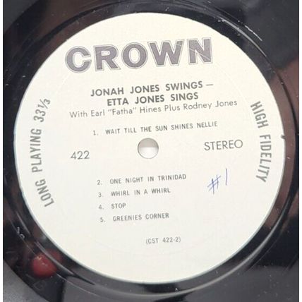 Earl Fatha Hines Jonah, Etta, & Rodney Jones 1964 LP Vinyl Record (P8)