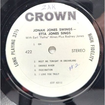 Earl Fatha Hines Jonah, Etta, & Rodney Jones 1964 LP Vinyl Record (P8)