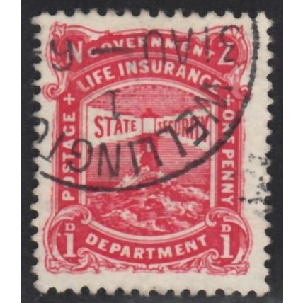 New Zealand, 1925, 1d Life Insurance, SG L31b (Scott #OY13) , used