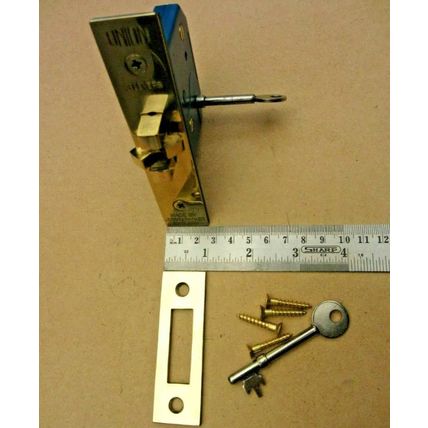 Old Union Sliding Door Mortice Lock 3 Lever 2 Working Keys and Keeper Plate
