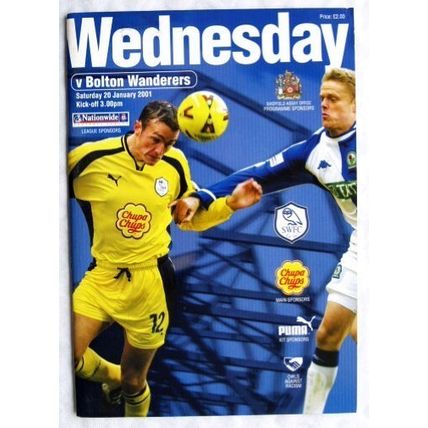 2001 programme Sheffield Wednesday v. Bolton Wanderers