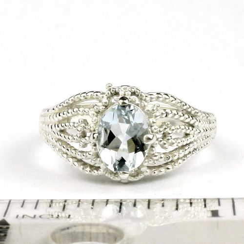 Aquamarine, 925 Sterling Silver Ladies Ladies Ring, SR365