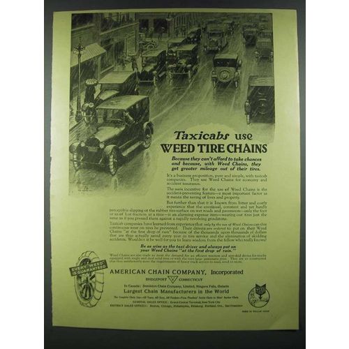1919 American Chain Company Weed Tire Chains Ad - Taxicabs Use