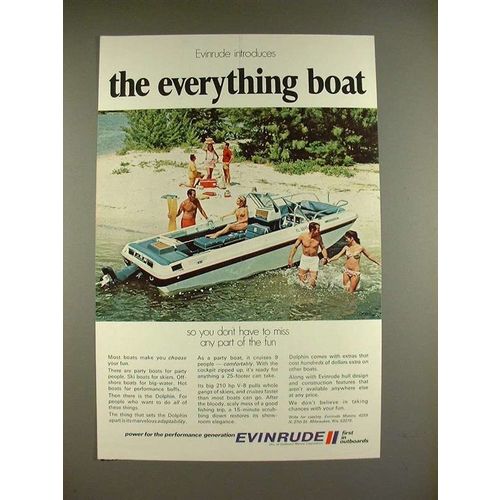 1970 Evinrude Dolphin Boat Ad - Everything!