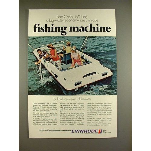 1970 Evinrude Sport Fisherman Boat Ad - Fishing Machine