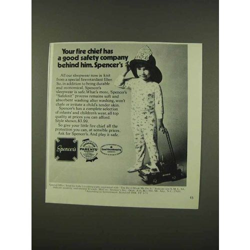 1973 Spencer's Sleapwear Ad - Your Fire Chief
