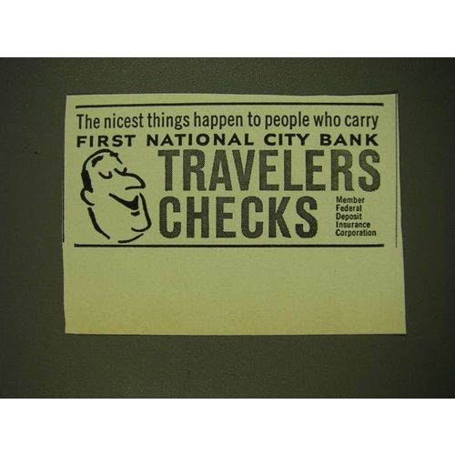 1962 First National city bank Travelers Checks Ad - The nicest things happen