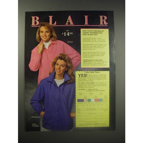 1990 Blair Windbreaker Ad - bright, cheery