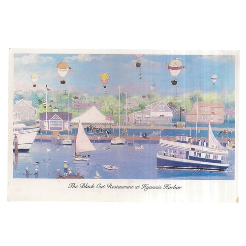 BLACK CAT RESTAURANT, HYANNIS HARBOR, MASSACHUSETTS, USA unused postcard
