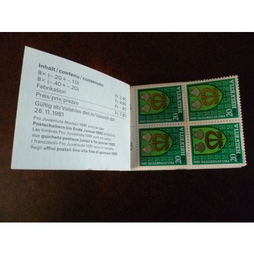 Switzerland 1981 mint Pro Juventute booklet stamps SGJ274-5 Arms Uffikon Torre