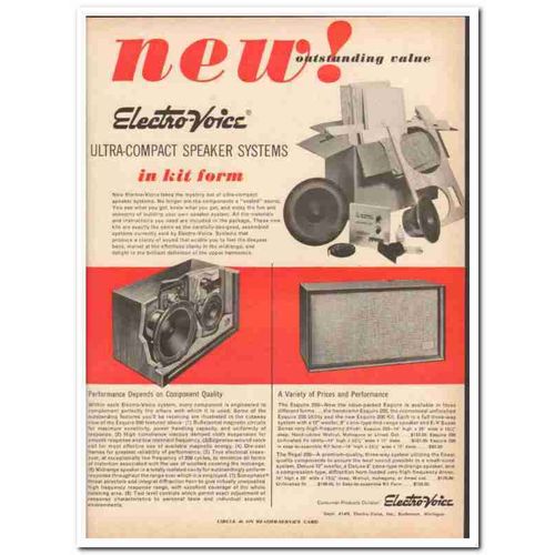ELECTRO-VOICE INC 1961 Ultra-compact speaker system kits vintage ad