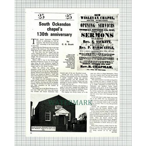 (8481) South Ockendon Methodist Church Essex - 1977 Article